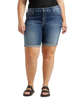 Silver Jeans Plus Size Elyse Mid-Rise Bermuda Shorts Macy's