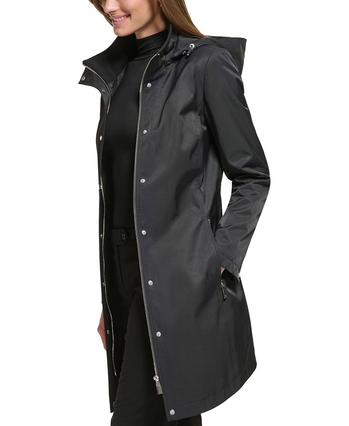 Calvin Klein Women's Petite ZipFront Hooded Belted Raincoat & Reviews