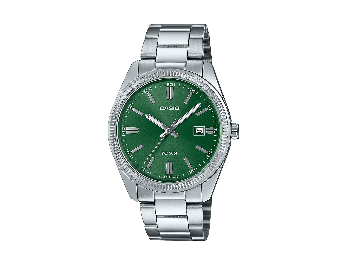 Мужские часы Casio Three-Hand Quartz Silver-Tone Stainless Steel Watch 38.5mm — фото 1