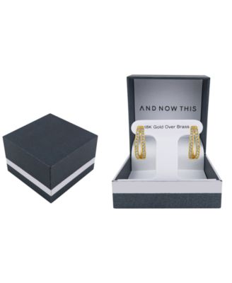 Gold Plated Crystal Stone Hinged Hoop Earrings