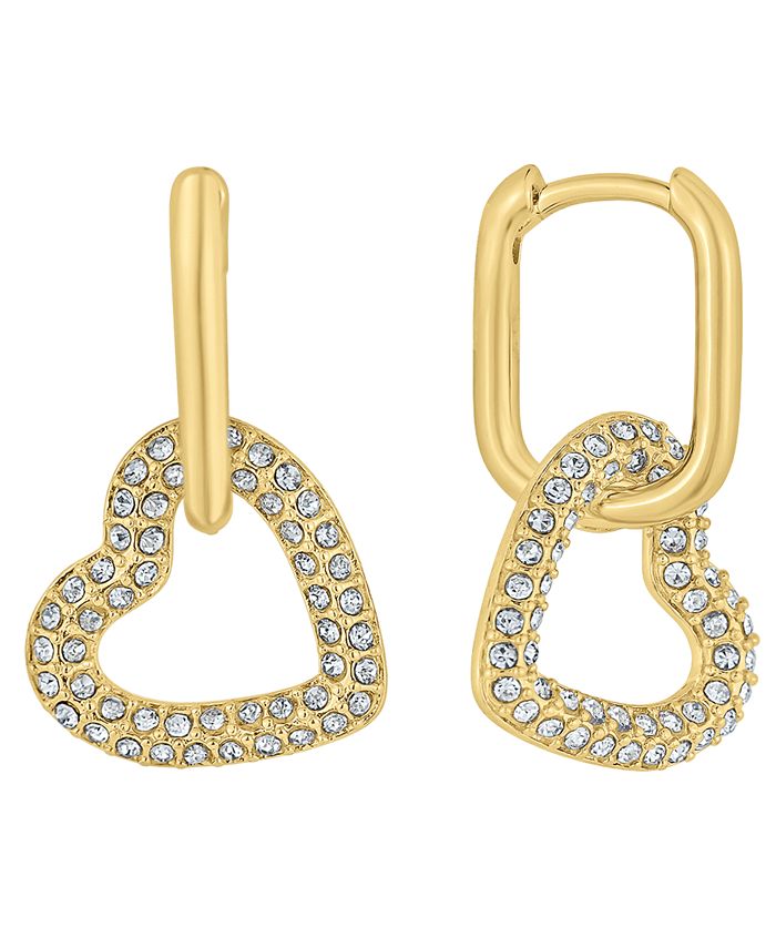 And Now This Crystal Stone Heart Drop Hoop Earrings Macy s