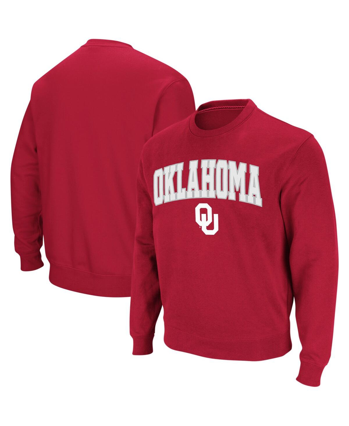 Colosseum Men's  Crimson Oklahoma Sooners Arch & Logo Crew Neck Sweatshirt