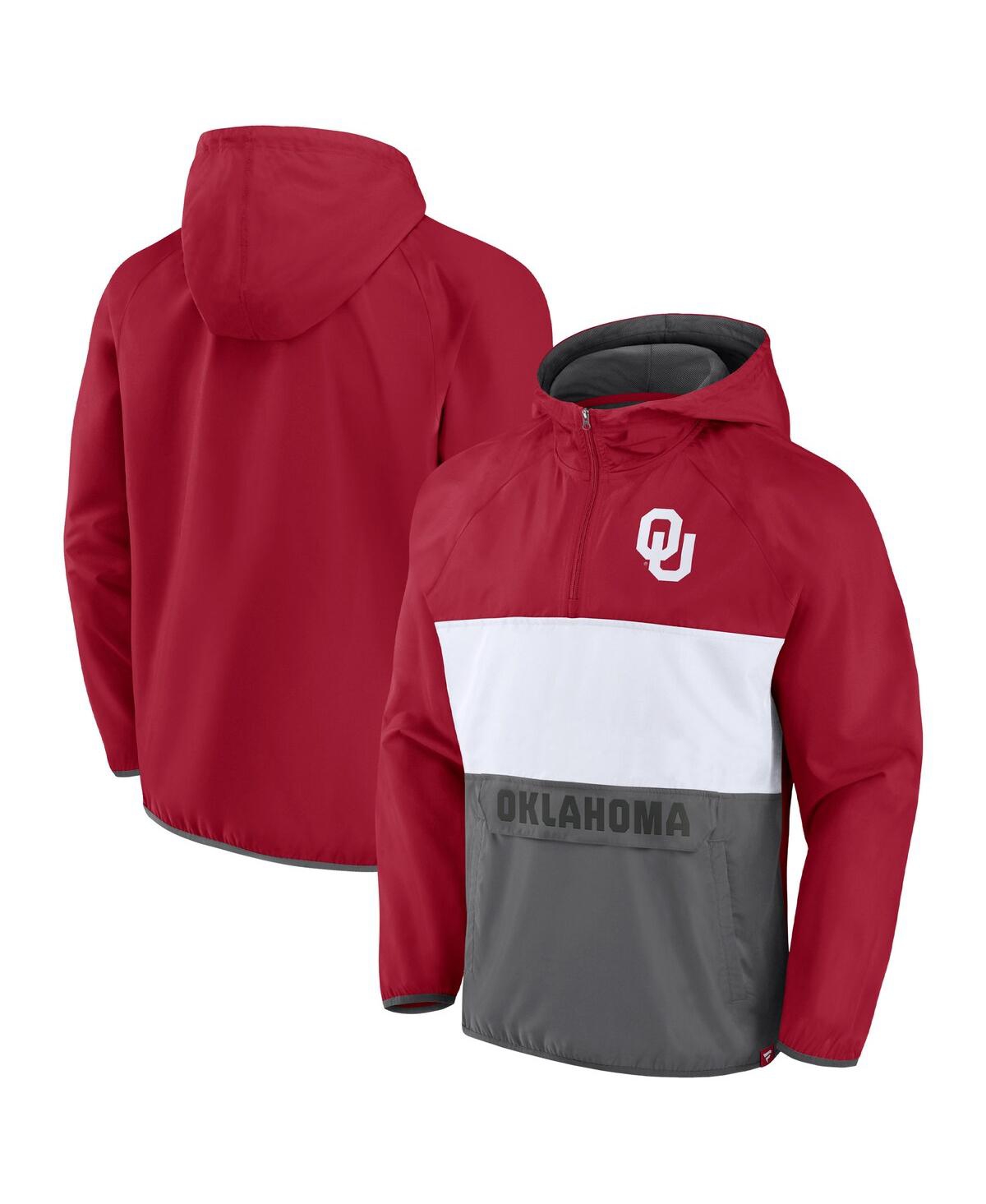 FANATICS MEN'S FANATICS CRIMSON OKLAHOMA SOONERS VICTORY ON RAGLAN QUARTER-ZIP HOODIE