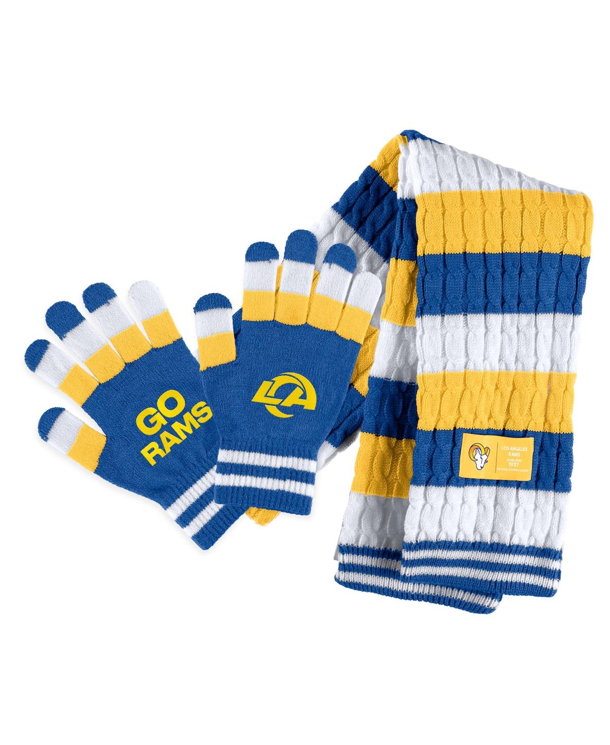 Wear By Erin Andrews Women's  Los Angeles Rams Striped Scarf And Gloves Set In Multi