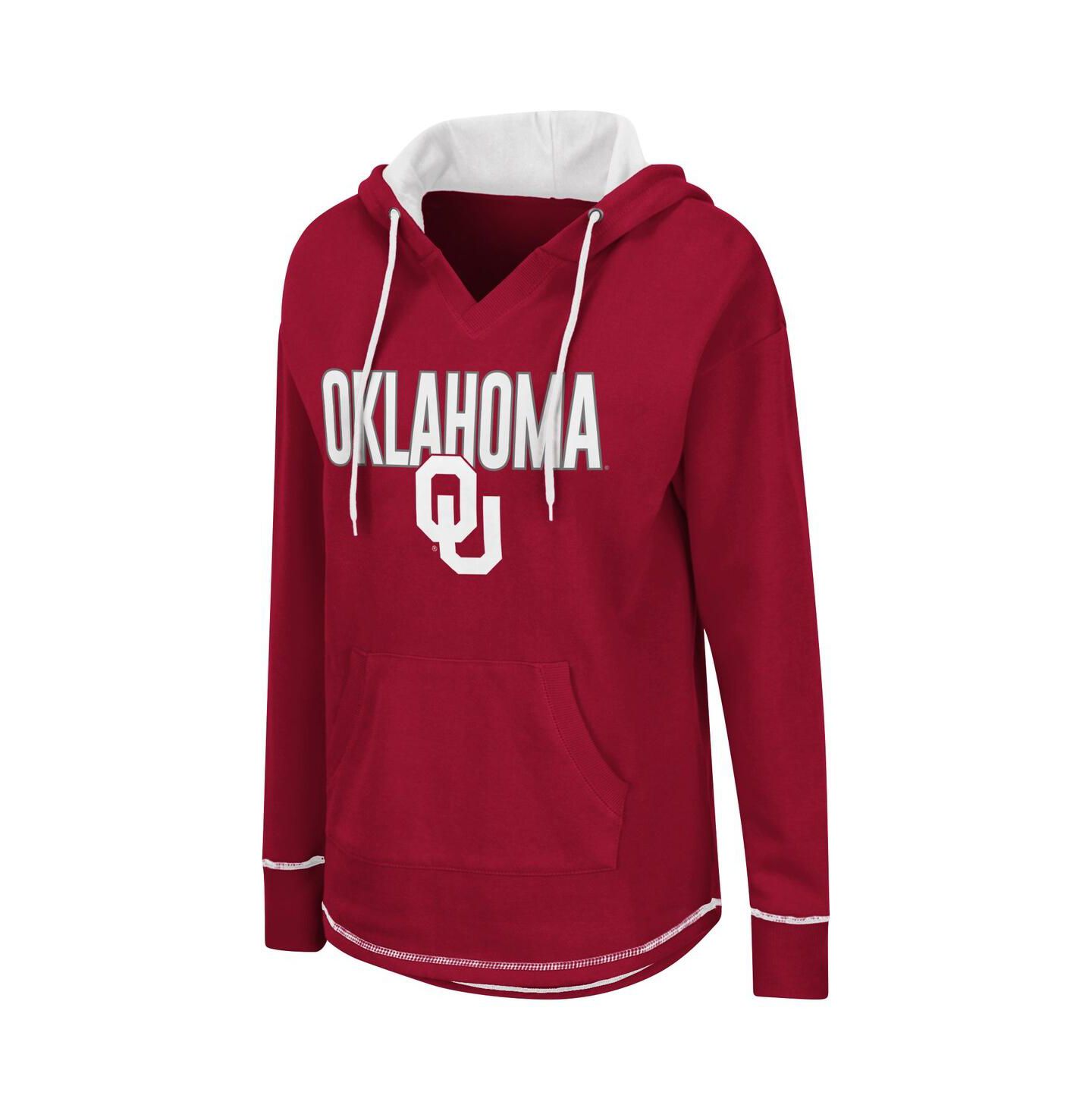 Женское худи Colosseum Crimson Oklahoma Sooners Tunic Pullover V-Neck — фото 3