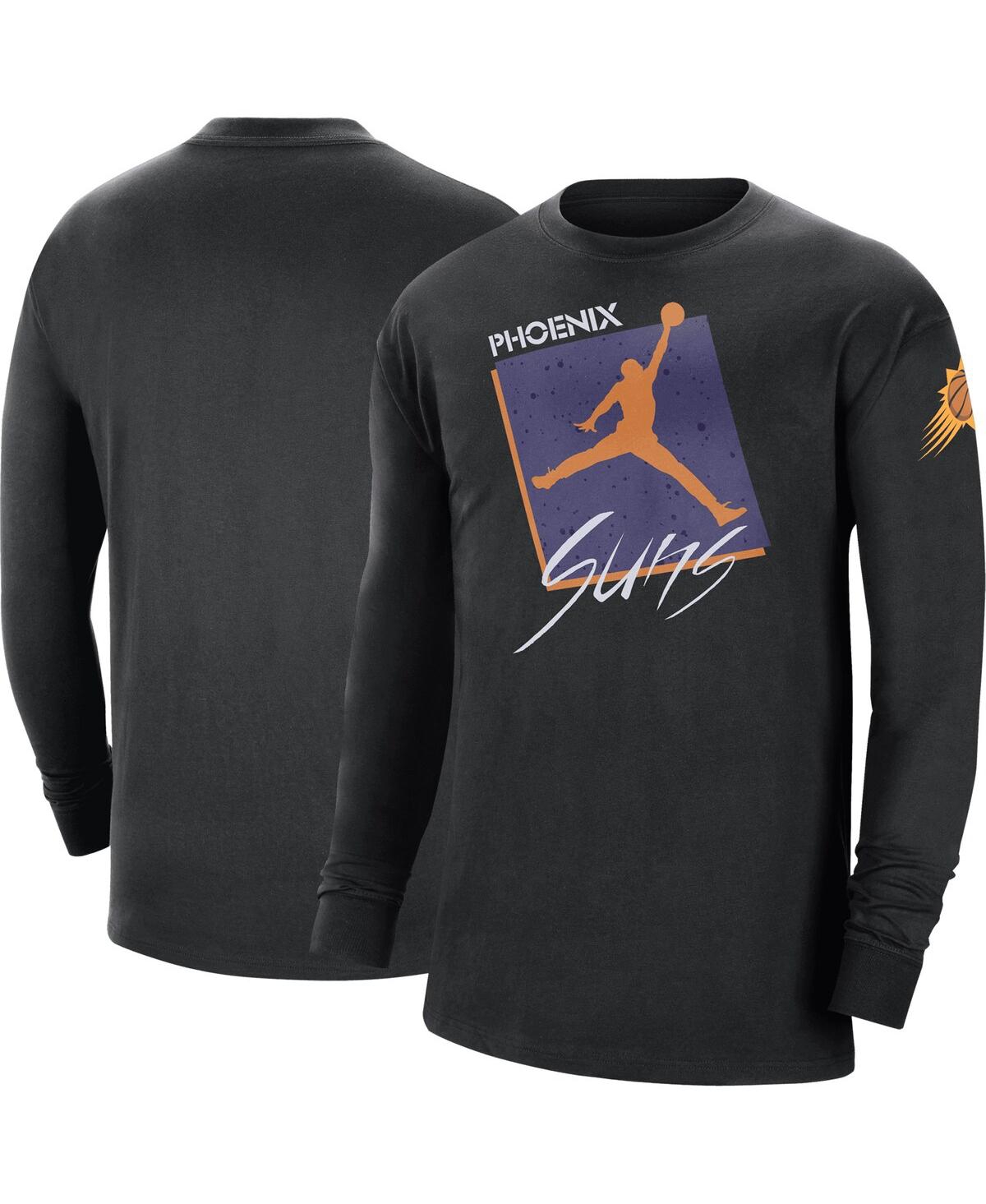 Jordan Men's  Black New York Knicks Courtside Max 90 Vintage-like Wash Statement Edition Long Sleeve In Black