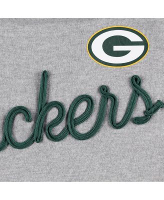 Women's Heathered Gray, Green Green Bay Packers Outfield Deep V-Back Pullover Sweatshirt