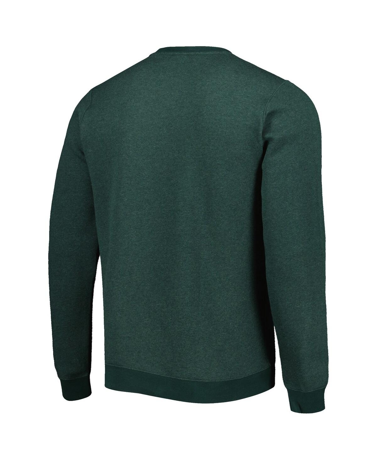 Shop Nike Men's  Heather Green Michigan State Spartans Vault Stack Club Fleece Pullover Sweatshirt