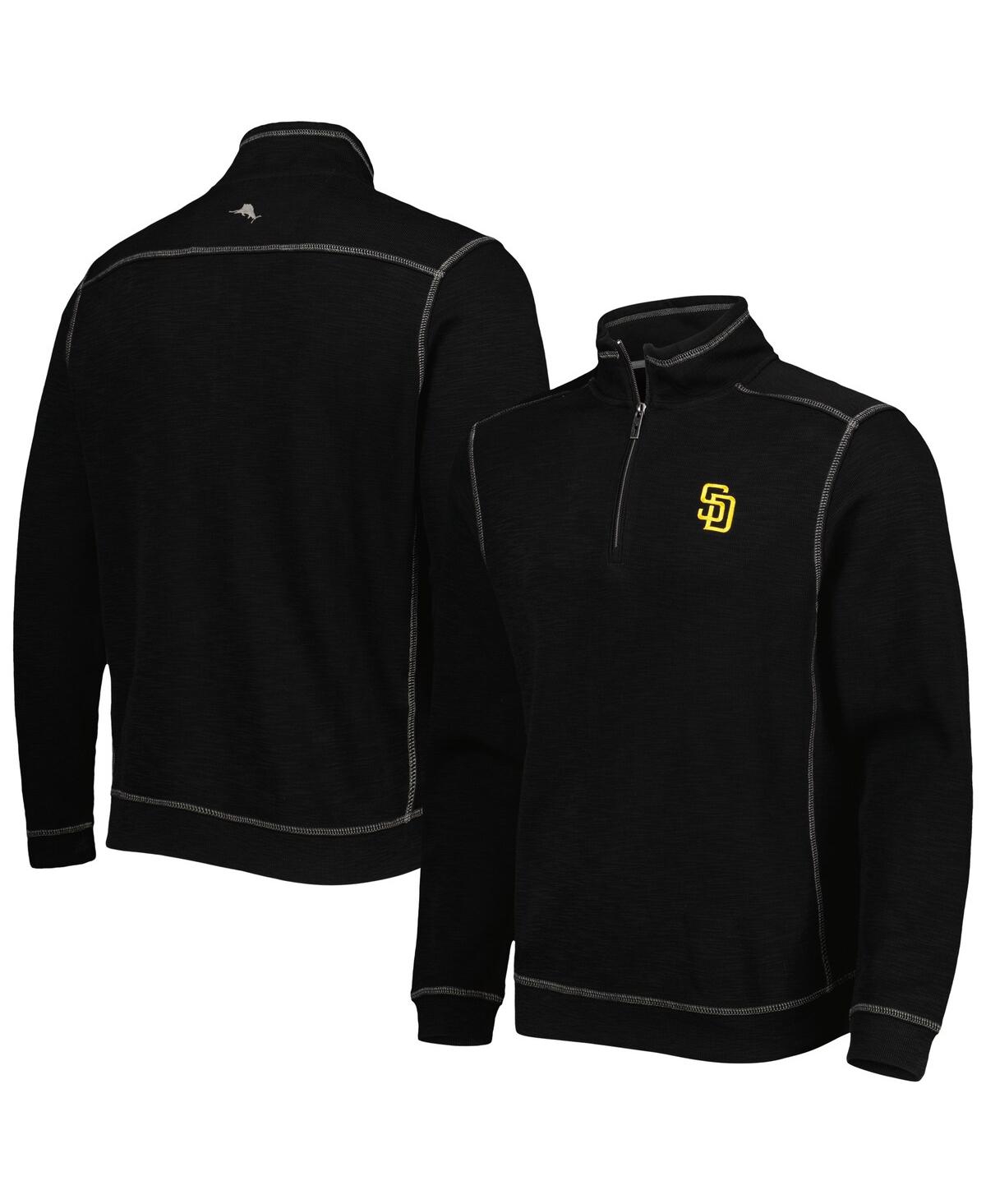 Shop Tommy Bahama Men's  Black San Diego Padres Tobago Bay Tri-blend Quarter-zip Sweatshirt