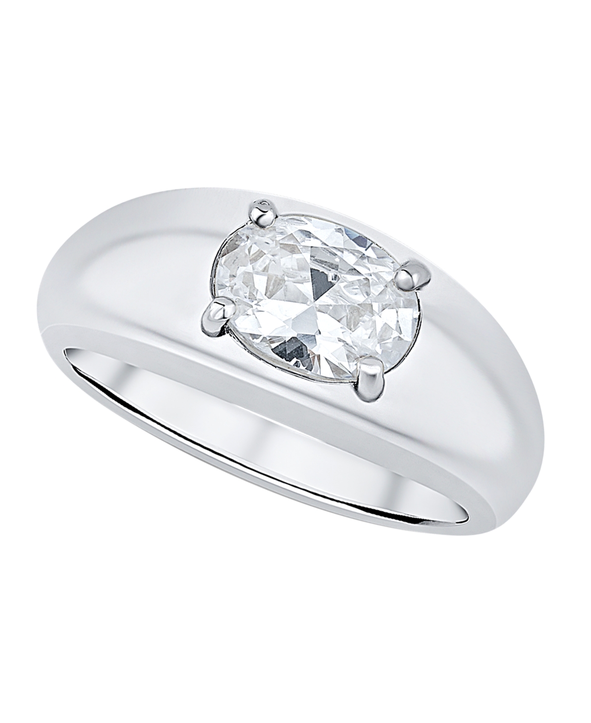 And Now This Cubic Zirconia Fine Silver-plated Oval Ring