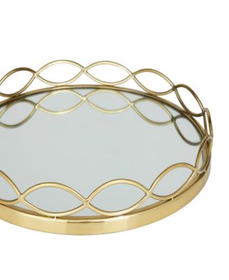 Stainless Steel Mirrored Tray, Set of 2, 18", 14" W