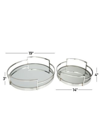 The Novogratz Silver Stainless Steel Metal  Mirrored Tray, Set of 2