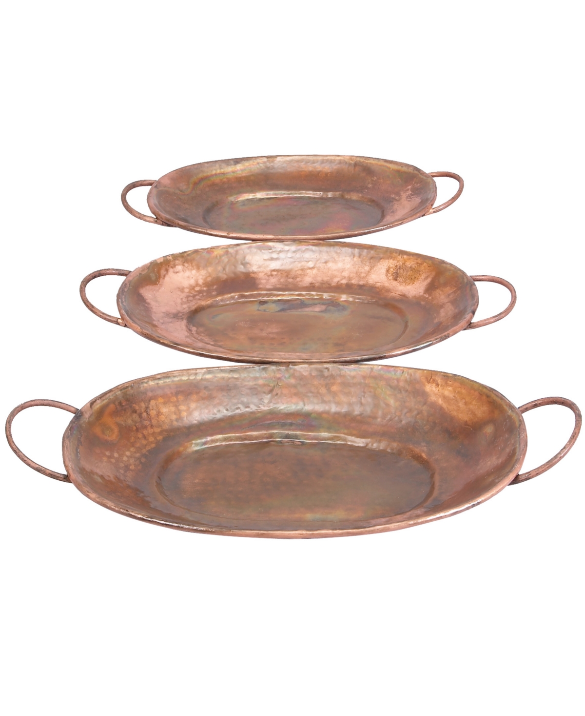Rosemary Lane Metal Tray, Set Of 3, 27" W, 3"h In Copper