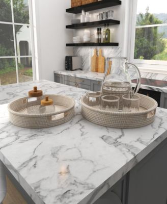 Light Rattan Tray with Slot Handles, Set of 2, 20", 16" W