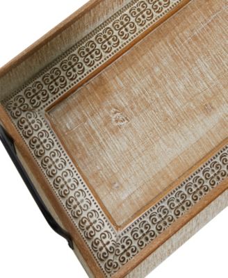 Wood Tray with White Wash, Set of 2, 27", 25" W