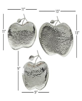 Metal Apple Fruit Tray, Set of 3, 9", 11", 13" W