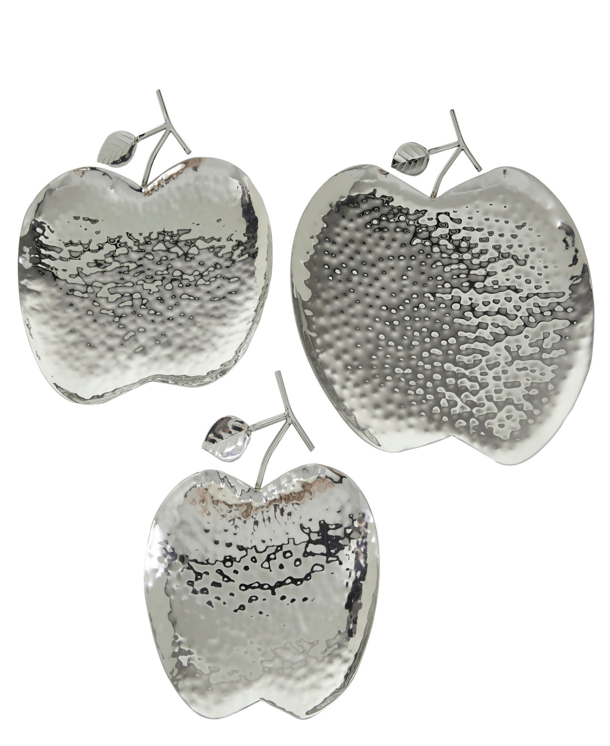 Rosemary Lane Metal Apple Fruit Tray, Set Of 3, 9", 11", 13" W In Silver