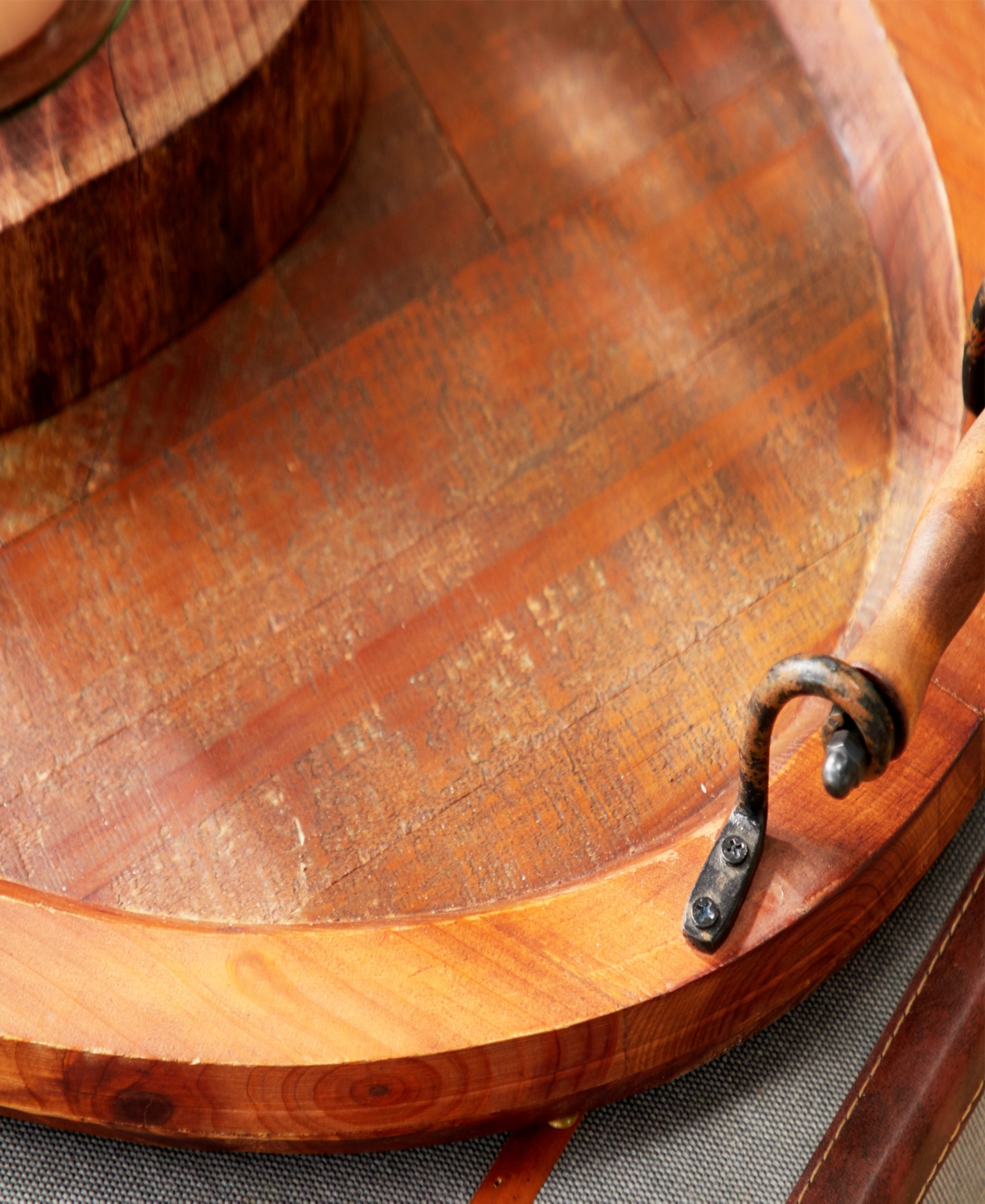 Rosemary Lane Wood Tray with Metal Handles, 29