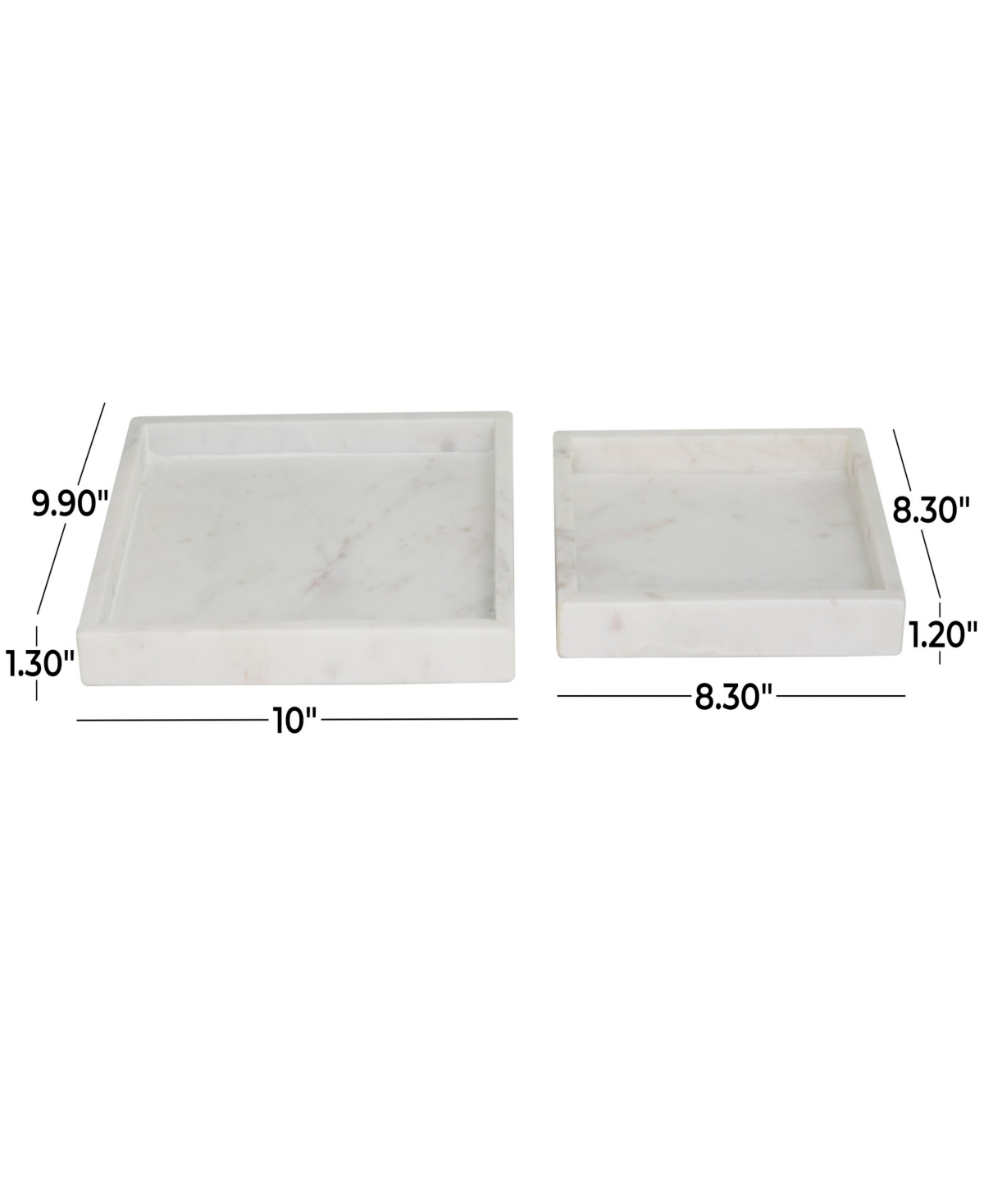 Rosemary Lane Marble Tray with Raised Border, Set of 2, 10