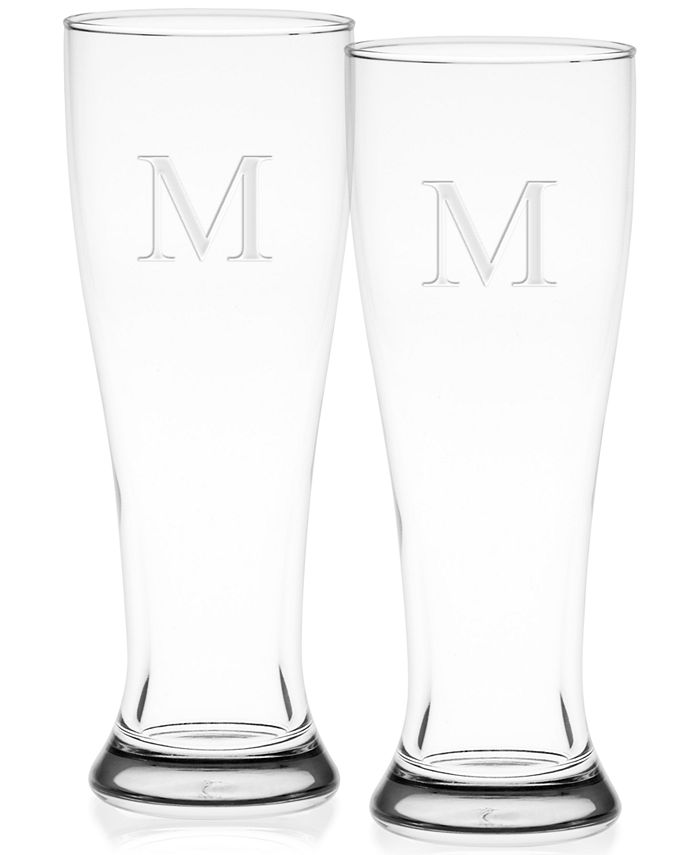 Culver - Glassware, S/2 Monogram Pilsner Glasses