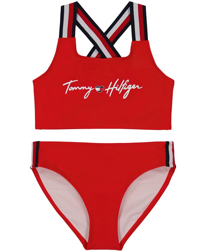 finansiere spille klaver kandidatskole Tommy Hilfiger Big Girls Signature Stripe Detailed Bikini, 2 Piece Set -  Macy's