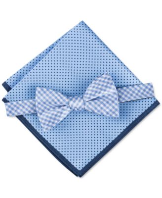 Tommy Hilfiger - Men's Gingham Bow Tie & Dot Pocket Square Set