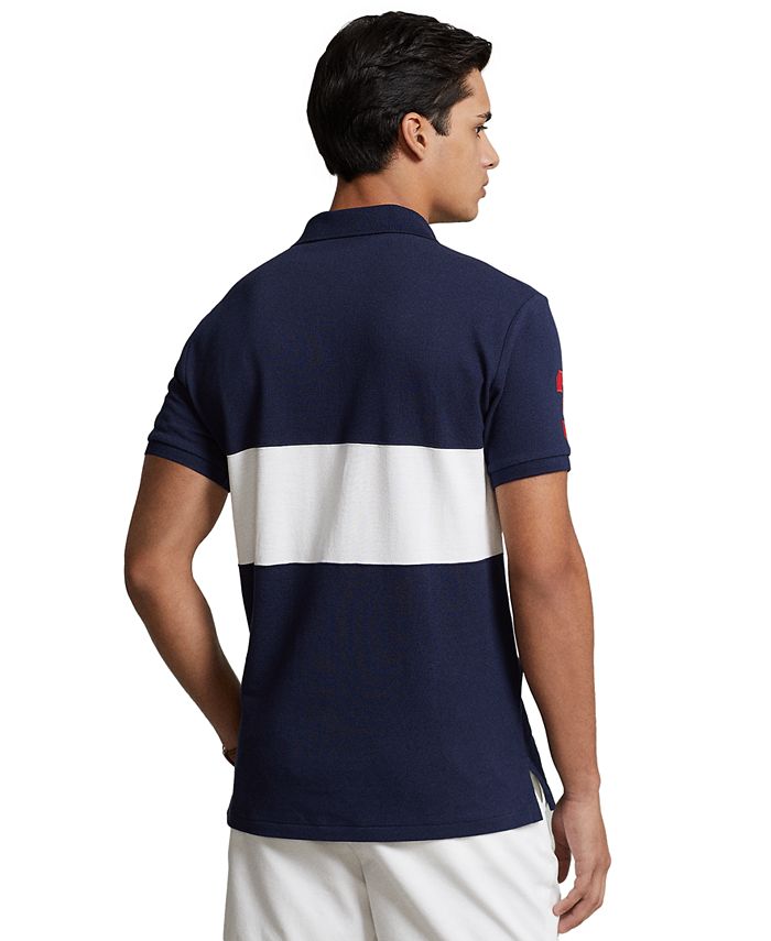 Polo Ralph Lauren Men's Custom Slim Fit Big Pony Mesh Polo Shirt Blue Size Large