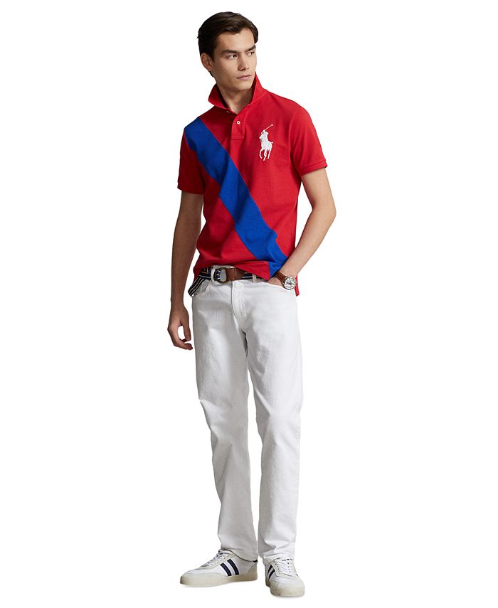 Polo Ralph Lauren Men's Custom Slim Fit Big Pony Mesh Polo Shirt White Size Large