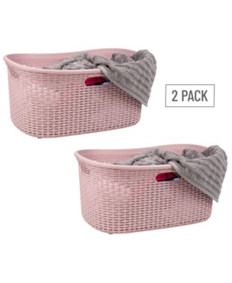 Mind Reader Basket Collection, cesto portabiancheria sottile, capacità 60 litri, maniglie sagomate, coperchio incernierato, ventilato, set da 2, avorio