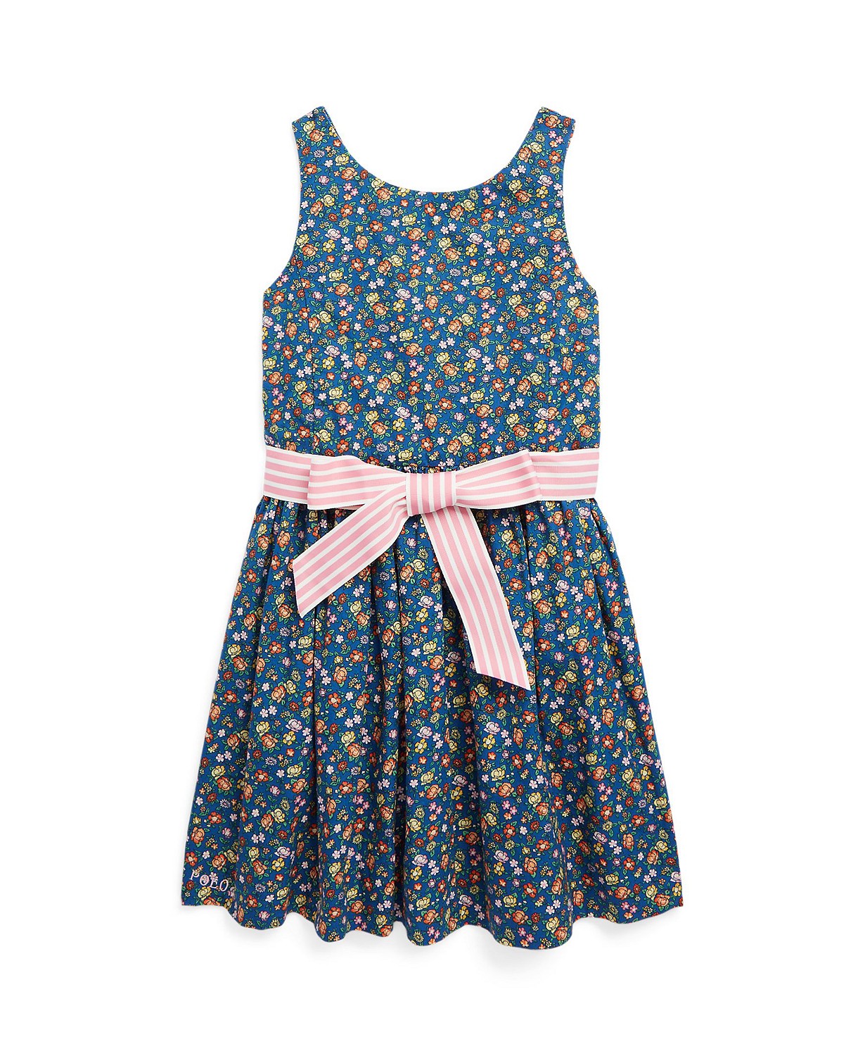 Toddler and Little Girls Floral Cotton Poplin Fit and Flare Dress with Bloomer