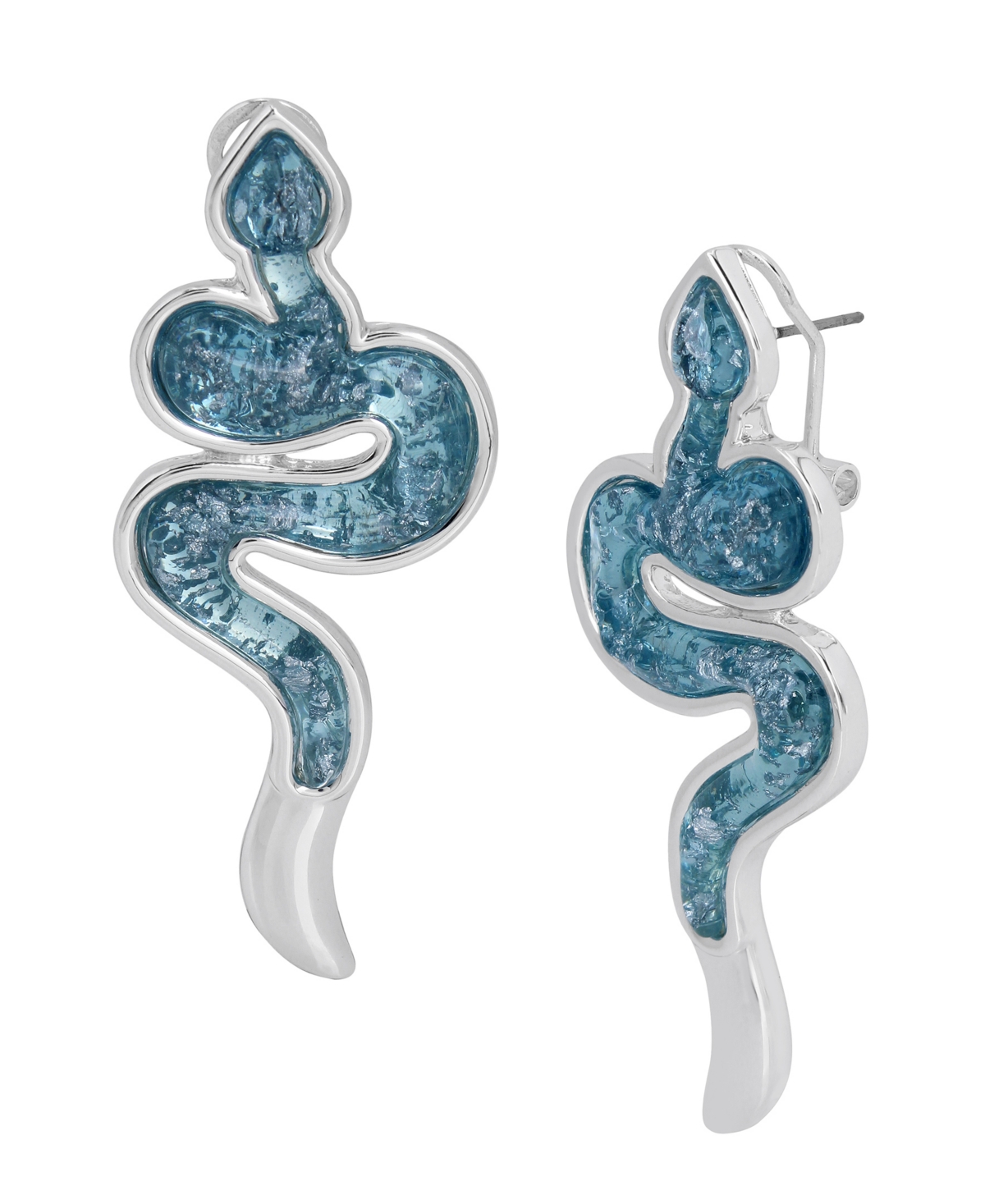 Faux Stone Snake Post Earrings - Light Blue