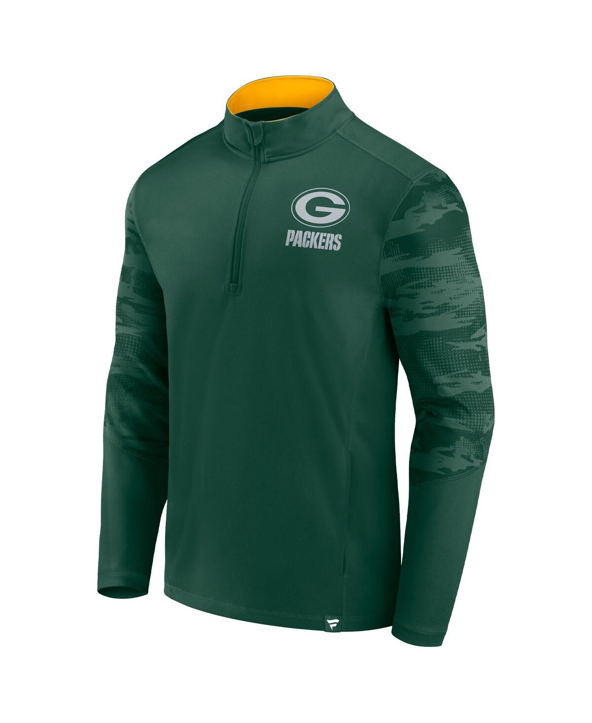 Shop Fanatics Men's  Green, Gold Green Bay Packers Ringer Quarter-zip Jacket In Green,gold