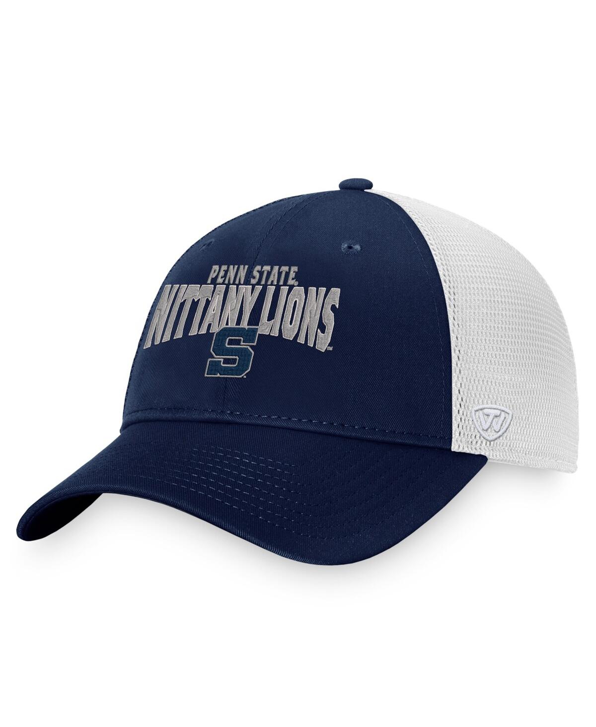 Top Of The World Men's  Navy, White Penn State Nittany Lions Breakout Trucker Snapback Hat In Navy,white