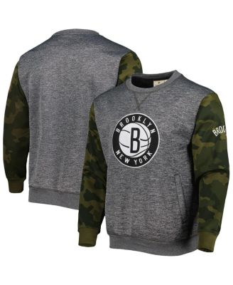 Men's Heather Charcoal Brooklyn Nets Camo Stitched Sweatshirt