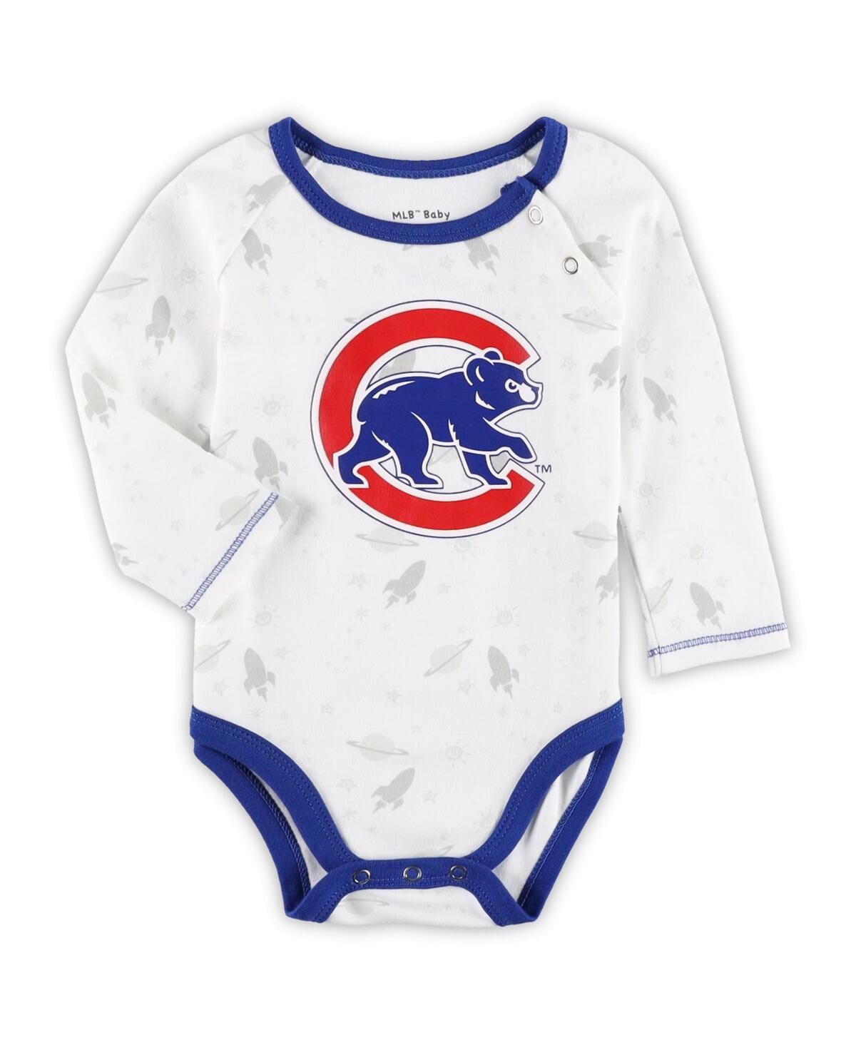 Shop Outerstuff Newborn And Infant Boys And Girls Royal, White Chicago Cubs Dream Team Bodysuit Hat And Footed Pants In Royal,white
