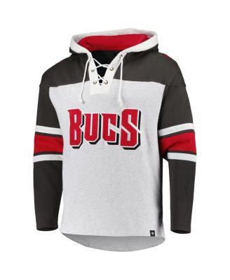 Men's Tampa Bay Buccaneers Heather Gray Gridiron Lace-Up Pullover Hoodie