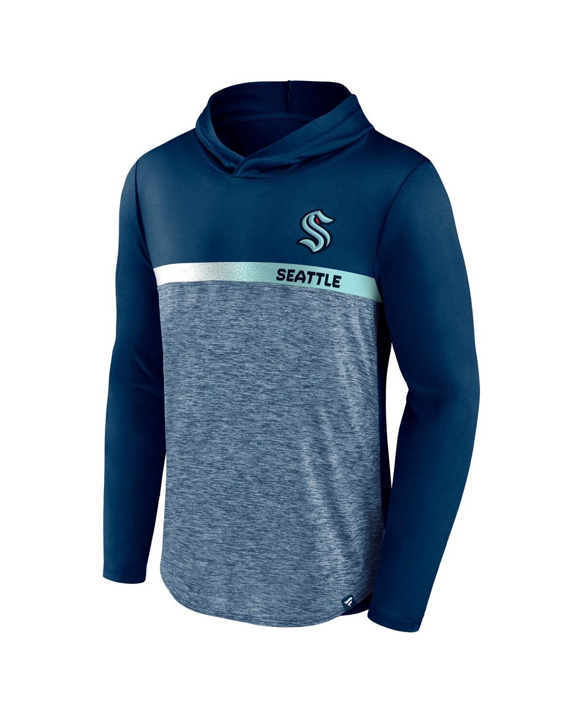 Shop Fanatics Men's  Deep Sea Blue Seattle Kraken Podium Defender Pullover Hoodie