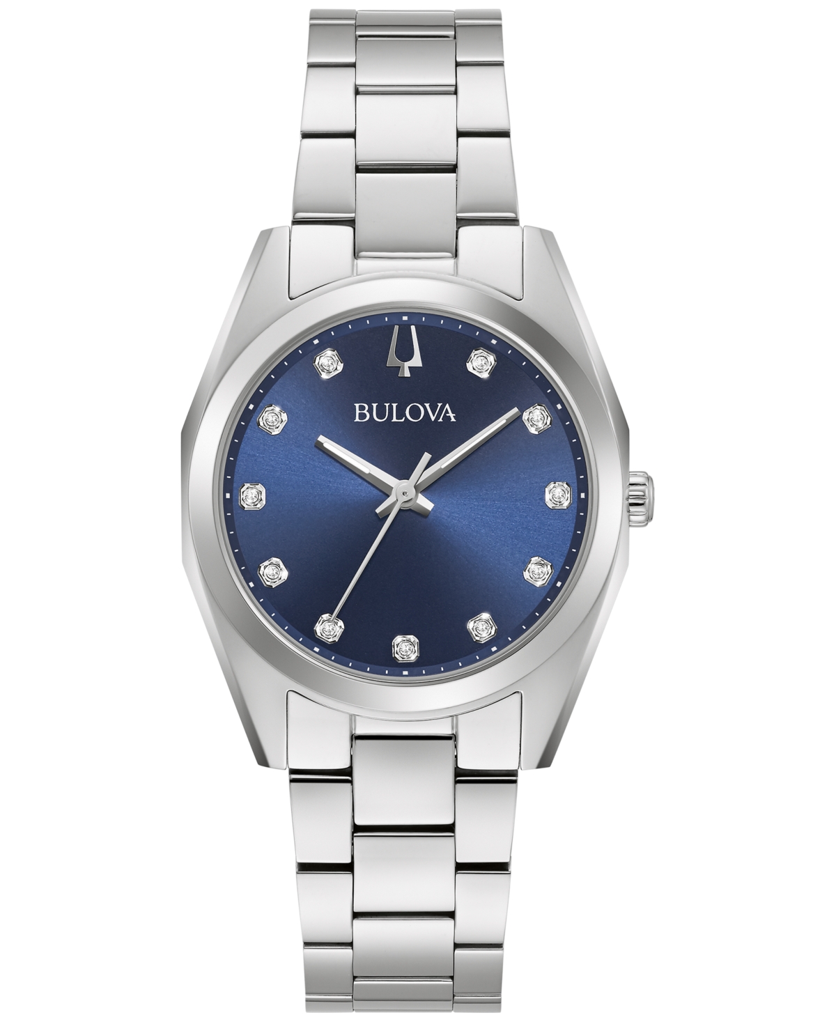 Bulova Women's Surveyor Diamond Accent Stainless Steel Bracelet Watch 31mm In Blue/silver