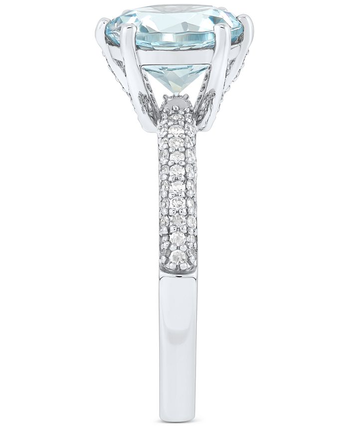 Macy's Aquamarine (2-1/2 ct. t.w.) & Diamond (3/8 ct. t.w.) Ring in 14k ...