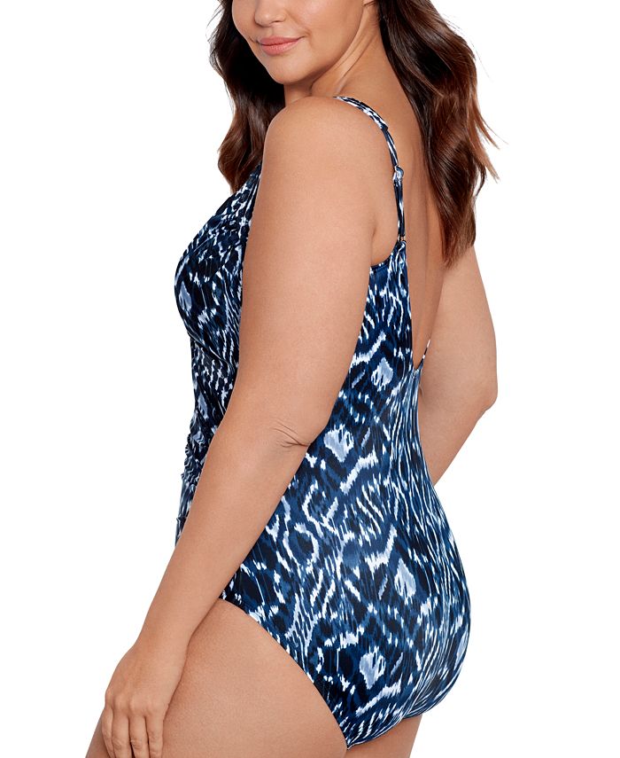 Miraclesuit Plus Size Printed Palatium Sanibel Ruched One Piece Swimsuit Macys 6409