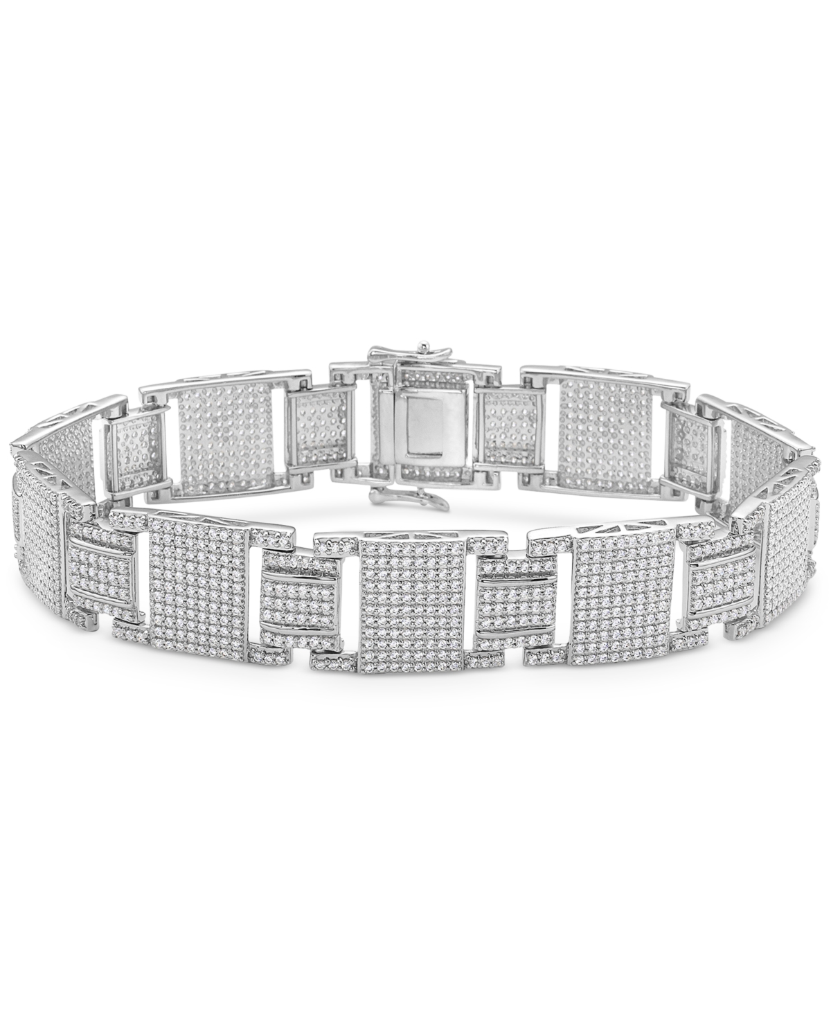 Macy's Men's Diamond Pave Square Link Bracelet (6-1/2 Ct. T.w.) In 10k White Gold