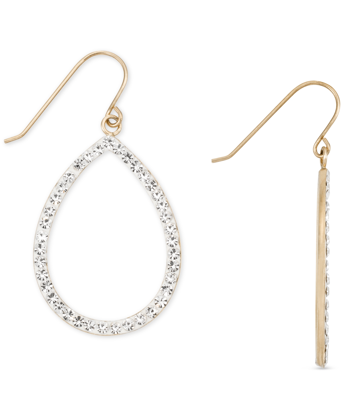 Macy's Crystal Pave Open Teardrop Drop Earrings In 10k Gold