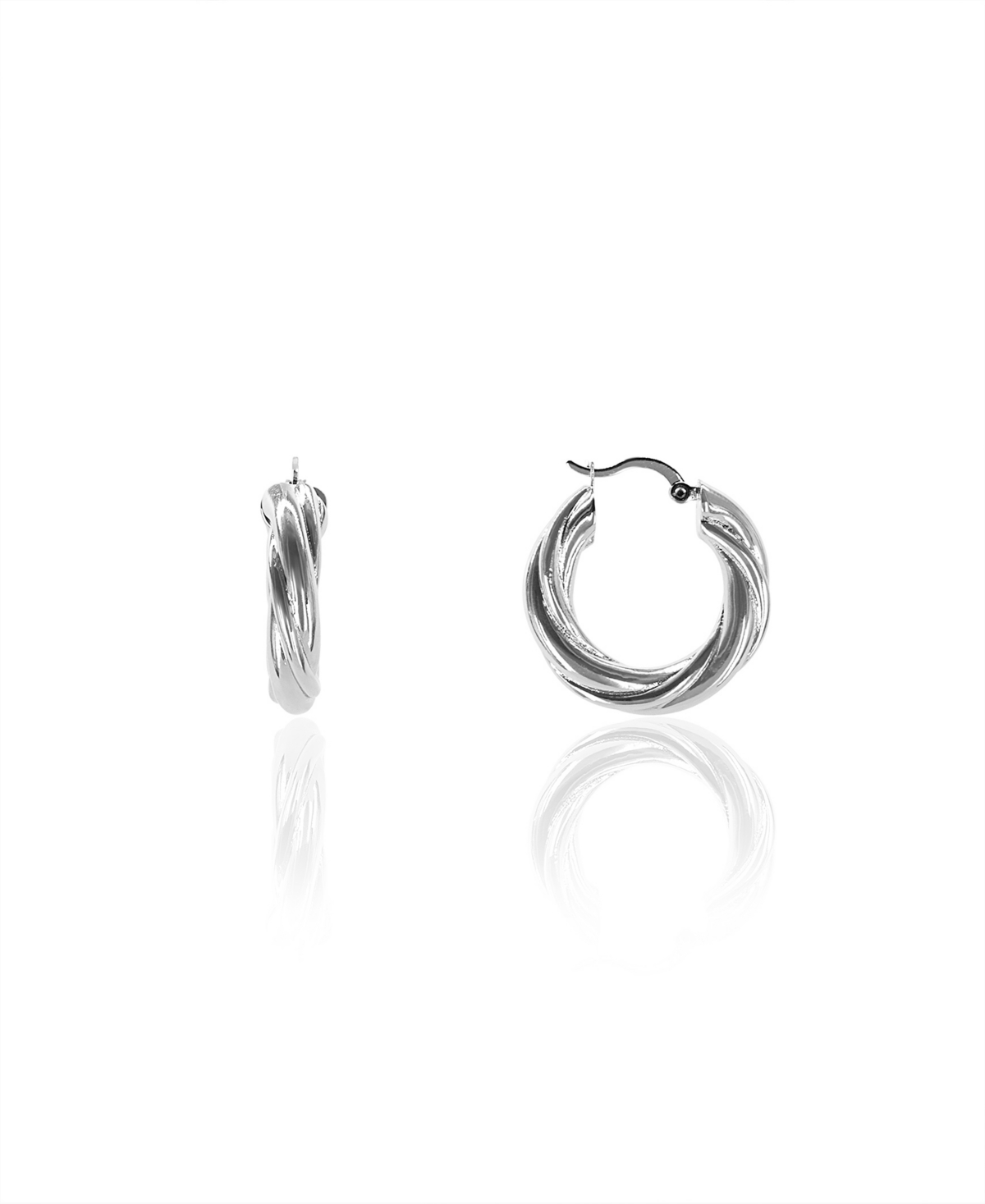 Oma The Label Abma 1.1" Small Hoop In White Gold- Plated Brass In Silver