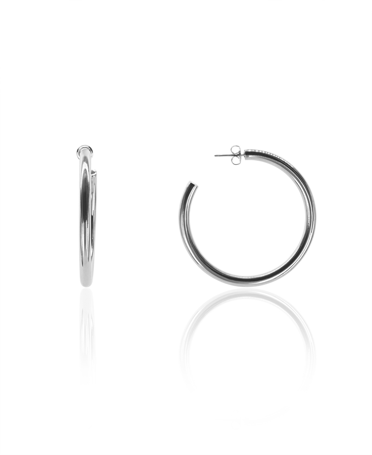 Shop Oma The Label Liv 2" Medium Hoops In White Gold- Plated Brass, 50mm In Silver