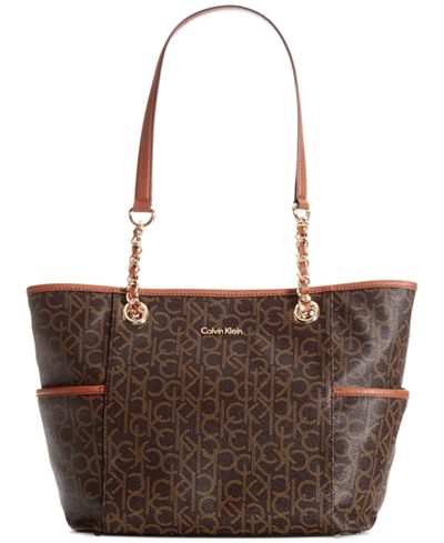 Calvin Klein Monogram Chain Tote - Handbags & Accessories - Macy's