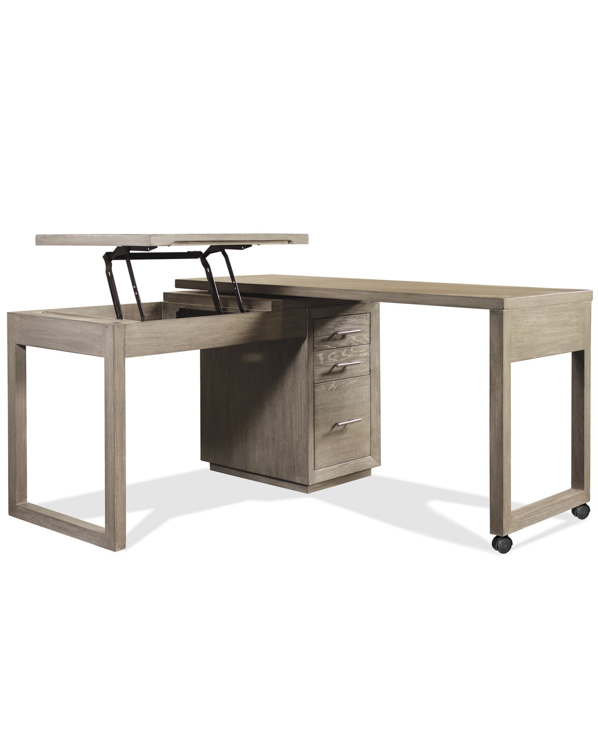 Furniture Prelude 56" Wood Swivel Lift Top L-shaped Desk In Causal Taupe