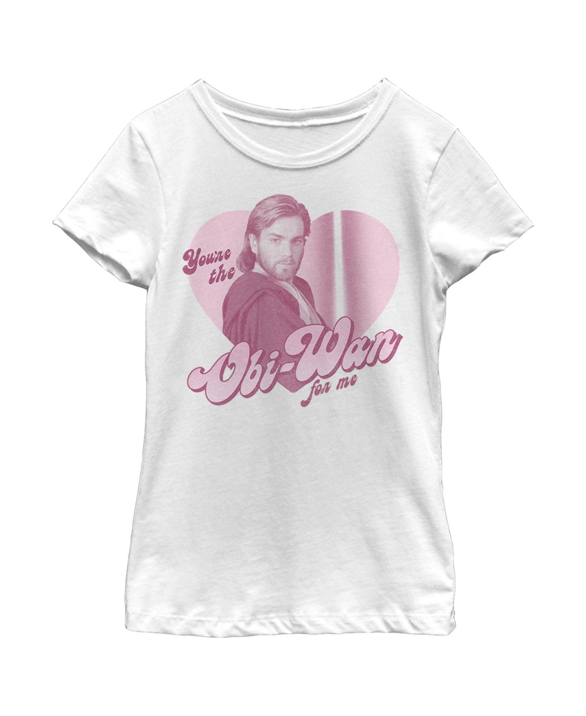 Disney Lucasfilm Kids' Girl's Star Wars Valentine's Day You're The Obi-wan For Me Child T-shirt In White