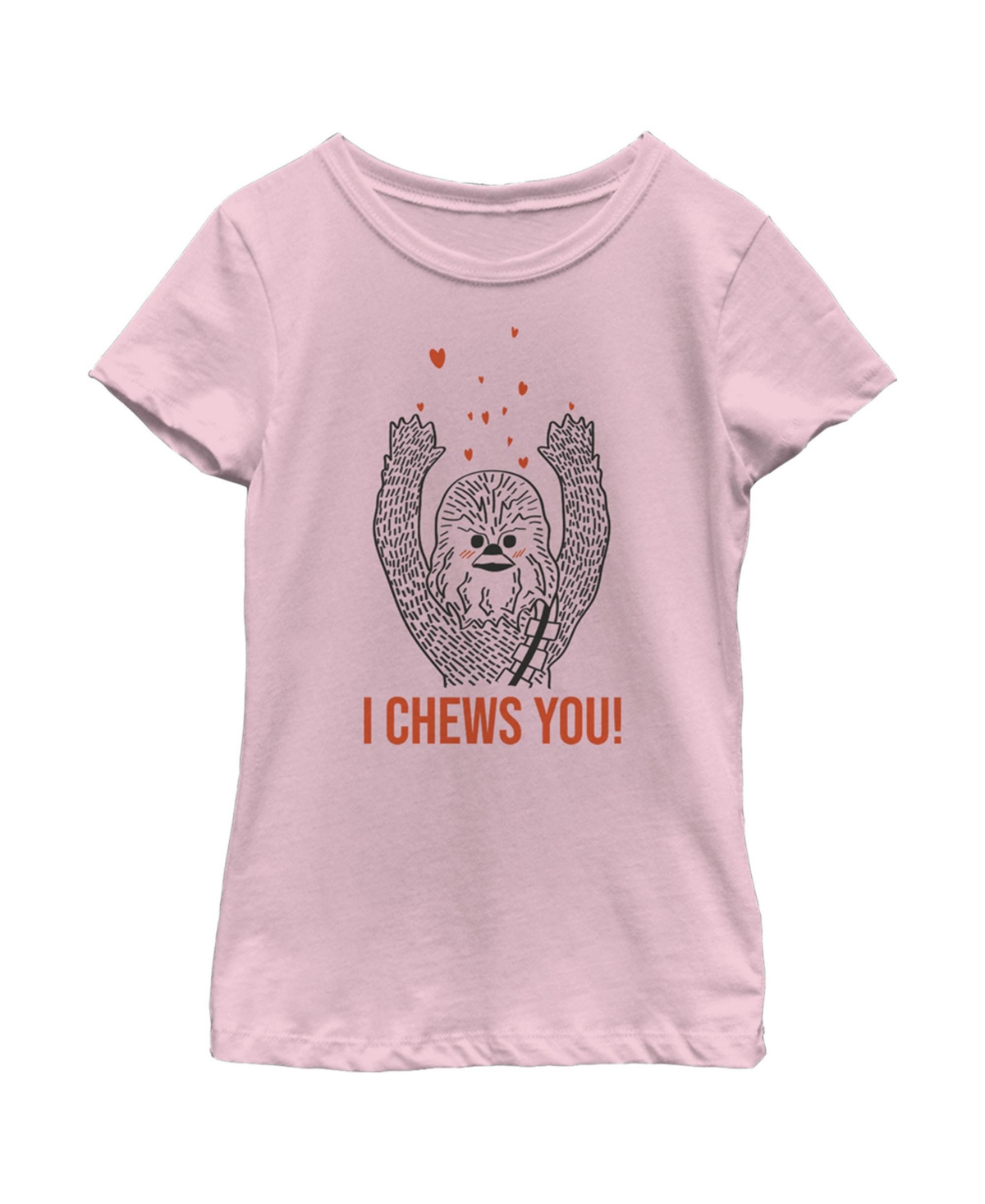 Disney Lucasfilm Kids' Girl's Star Wars Chewbacca I Chews You Child T-shirt In Light Pink