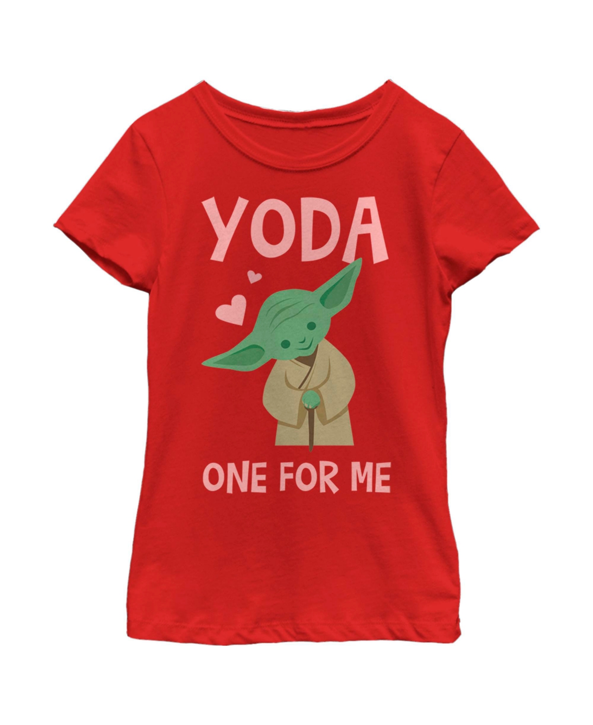 Disney Lucasfilm Kids' Girl's Star Wars Valentine's Day Yoda One For Me Simple Child T-shirt In Red