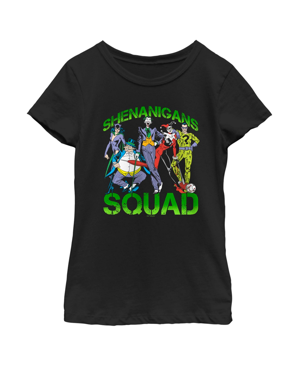 Dc Comics Girl's Batman St. Patrick's Day Shenanigans Squad Child T-shirt In Black